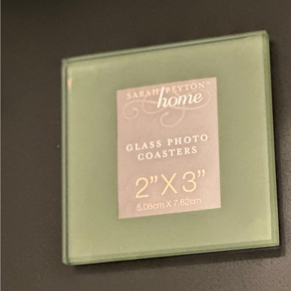 New Solid Glass Photo Coasters | Wood Holder | Set - Picture 8 of 10